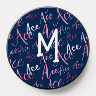 Girls volleyball tennis Ace word cloud pink blue PopSocket