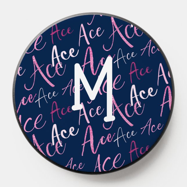 Girls volleyball tennis Ace word cloud pink blue PopSocket (Popsocket)