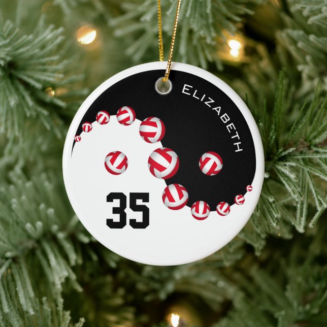 girl's volleyball Yin Yang personalized Ceramic Ornament (Tree)
