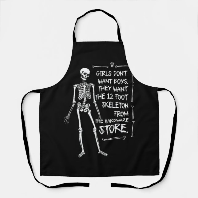 Girls Want The 12 Foot Skeleton Gothic Skeleton Ha Apron (Front)