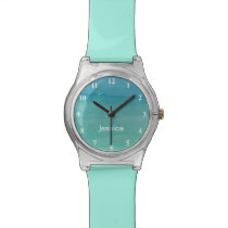 Girls watch aqua blue pastel watercolor painting Girls watch aqua blue pastel watercolor painting