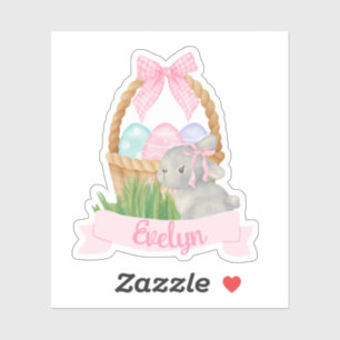 Girls Watercolor Easter Basket Sticker