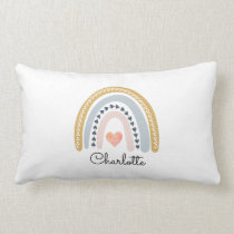Girl's Watercolor Rainbow  Lumbar Pillow