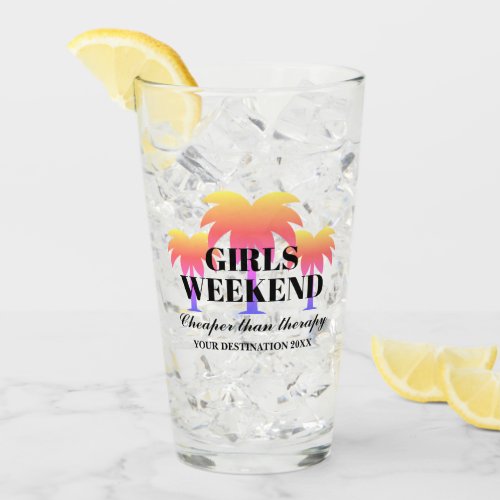 Girls weekend away palm tree destination party glass