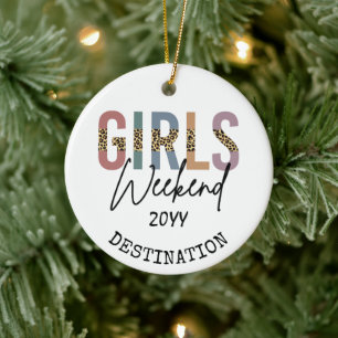 Girls Weekend Cheetah Print Girls trip getaway Ceramic Ornament