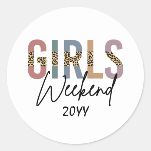 Girls Weekend Cheetah Print Girls trip getaway Classic Round Sticker