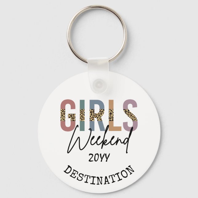 Girls Weekend Cheetah Print Girls trip getaway Keychain (Front)