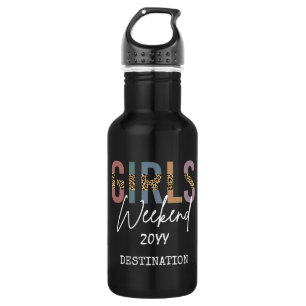 Girls Weekend Cheetah Print Girls trip getaway Stainless Steel Water Bottle