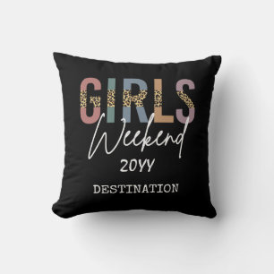 Girls Weekend Cheetah Print Girls trip getaway Throw Pillow