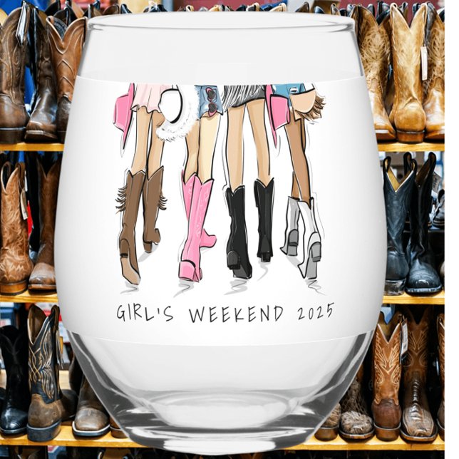 Girls Weekend Cowboy Boots Fashion Custom Favor  Stemless Wine Glass (Creator Uploaded)