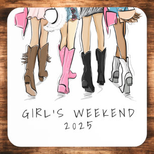 Girls Weekend Cowboy Boots Favor Beverage Coaster
