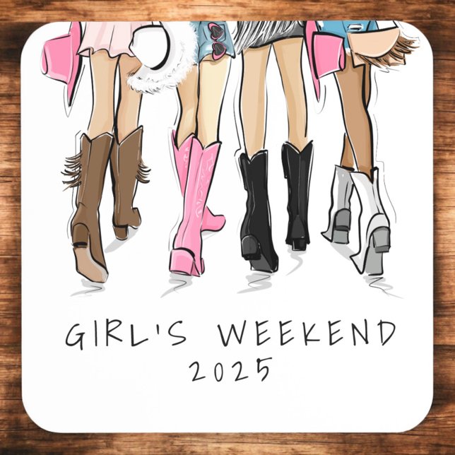 Girls Weekend Cowboy Boots Favor Beverage Coaster (Creator Uploaded)