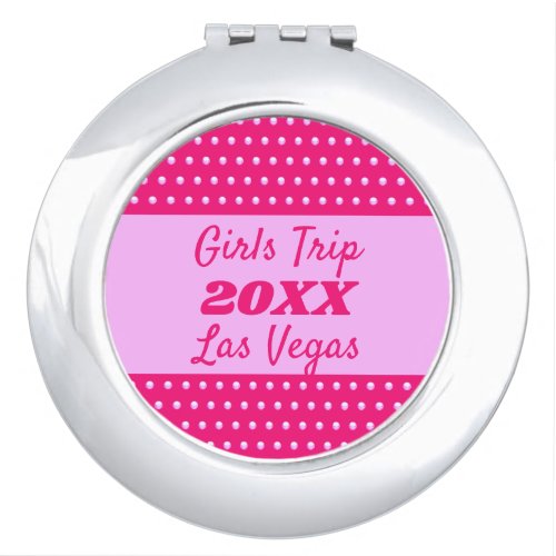 Girls Weekend Cute Pink Polka Dot Best Friend Trip Compact Mirror
