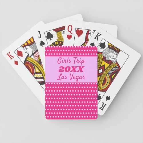 Girls Weekend Cute Pink Polka Dot Best Friend Trip Playing Cards