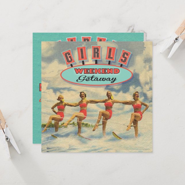 Girls Weekend Getaway Bachelorette Invitations (Front/Back In Situ)