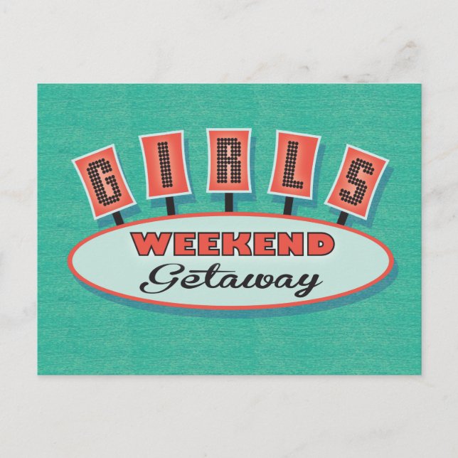 Girls weekend getaway postcard itinerary (Front)