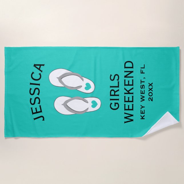 Girls weekend getaway trip custom destination beach towel (Front)