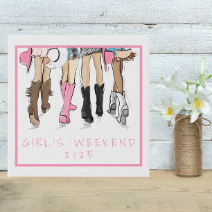 Girls' Weekend in Nashville Fashion Illustration Faux Canvas Print