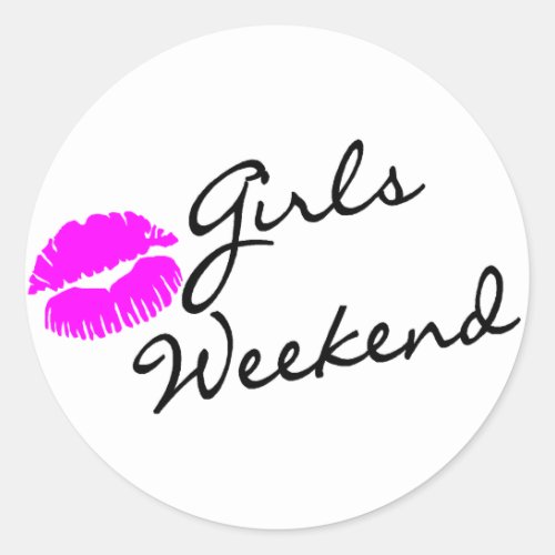 Girls Weekend Kiss Blk Classic Round Sticker