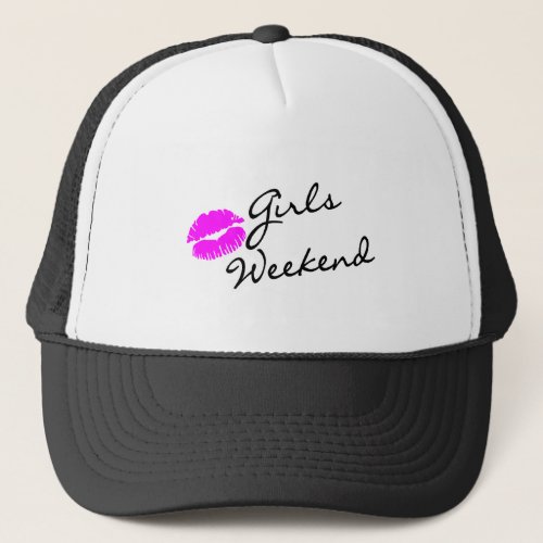 Girls Weekend Kiss Blk Trucker Hat