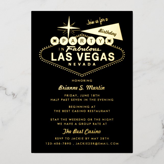 Girl's Weekend Las Vegas Birthday Party Foil Invit Invitation (Front)