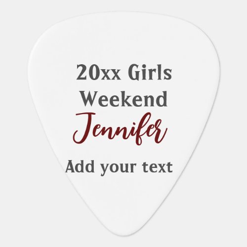 Girls weekend party add name text city simple mini guitar pick