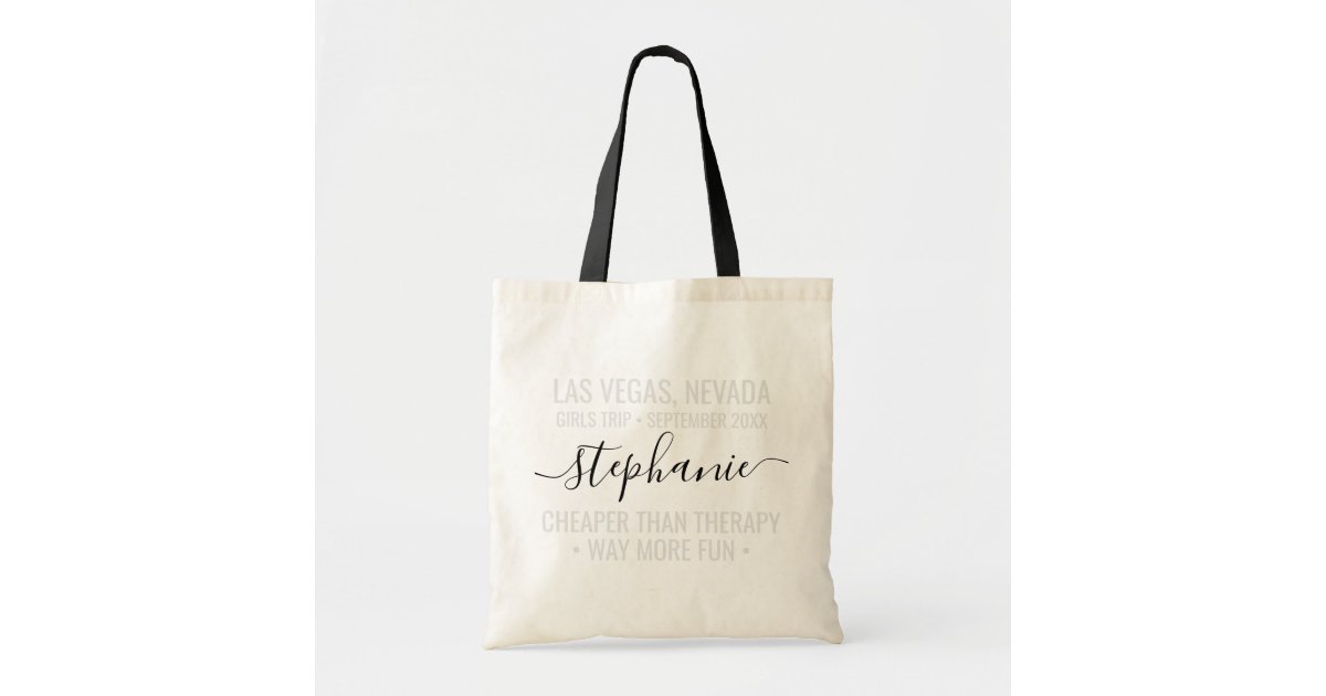 Bestie Custom Tote Bag Girl's Trip Cheaper Than Therapy