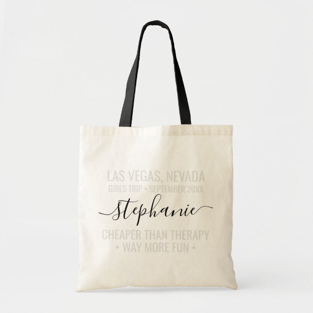 Girls Weekend Personalized Cheaper than Therapy Tote Bag (Front)