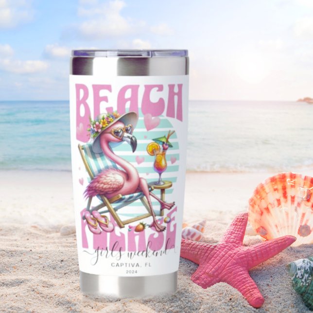 Girls Weekend Pink Retro Flamingo Insulated Tumbler (Creator Uploaded)