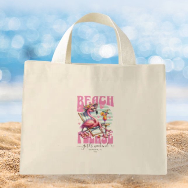 Girls Weekend Pink Retro Flamingo Mini Tote Bag (Creator Uploaded)
