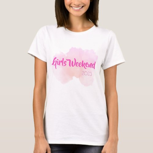 Girls Weekend Pink Watercolour Fun Custom Date T_Shirt