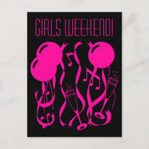 Girls weekend postcards Neon pink