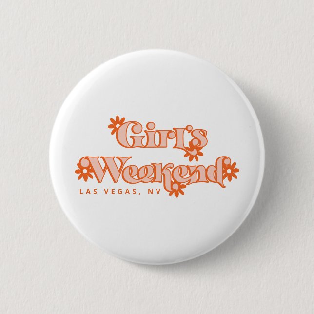 Girls Weekend Retro Bachelorette Party Bride Button (Front)