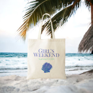 Girls Weekend / Shell Custom Name Travel Beach Tote Bag