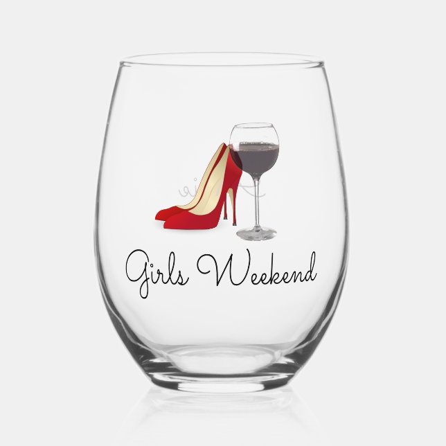 Girls Weekend Stemless Wine Glass (Front)