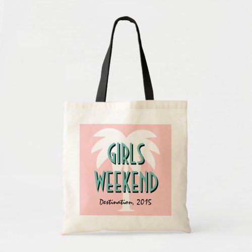 Girls weekend tote bag  Coral pink palm tree