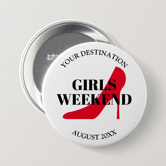 Girls weekend trip bachelorette party red shoe button (Front & Back)