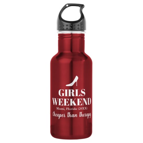 Girls weekend trip funny custom destination stainless steel water bottle