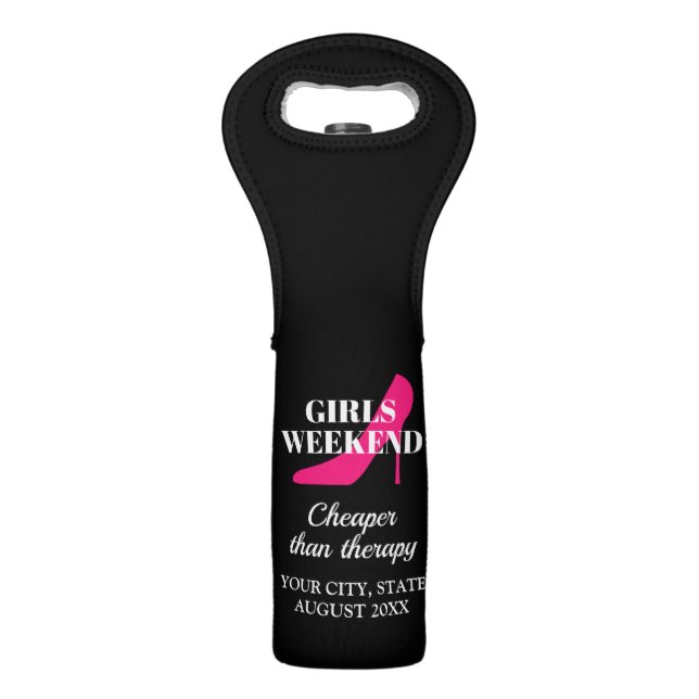 Girls weekend trip pink stiletto custom wine bag (Back)