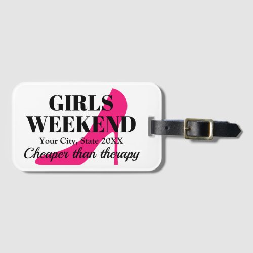 Girls weekend trip travel destination high heels l luggage tag