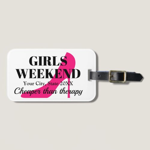 Girls weekend trip travel destination high heels l luggage tag