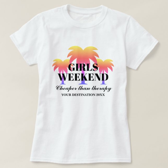 Girls weekend trip tropical palm tree getaway fun  T-Shirt (Design Front)