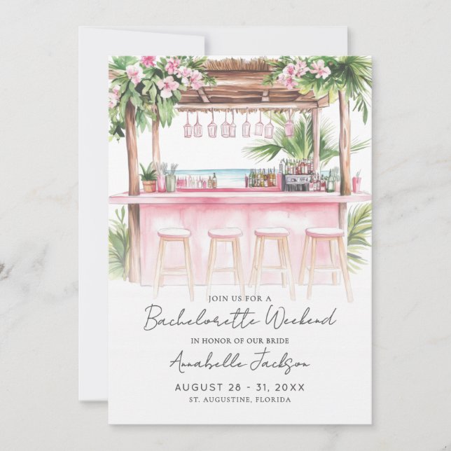 Girls Weekend Watercolor Beach Bachelorette Party Invitation (Front)