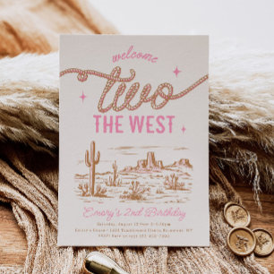 Girl's Western 2nd Birthday Invitation