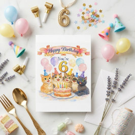 Girls Whimsical 6th Birthday Card