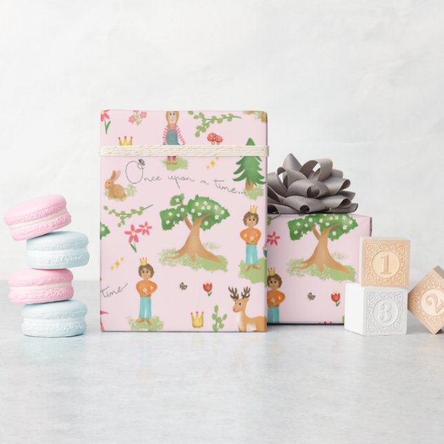 Girls Whimsical and Girly Pink Princess Birthday  Wrapping Paper (Baby Shower)