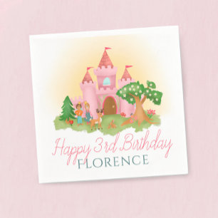 Girls Whimsical Pink Fairytale Princess Birthday Napkins