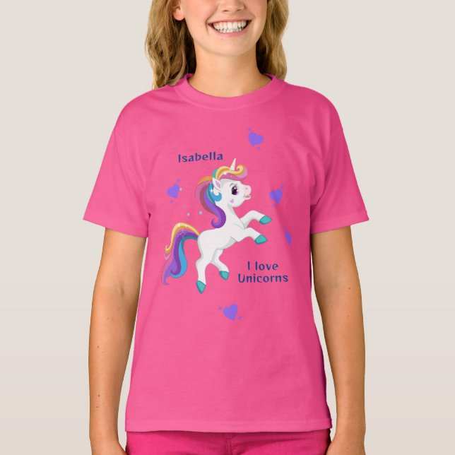 Girls Whimsical Teal Unicorn BIrthday Party T-Shirt (Front)