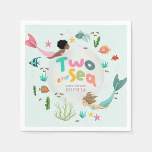 Girls Whimsical Under the Sea Splash 2nd Birthday Napkins