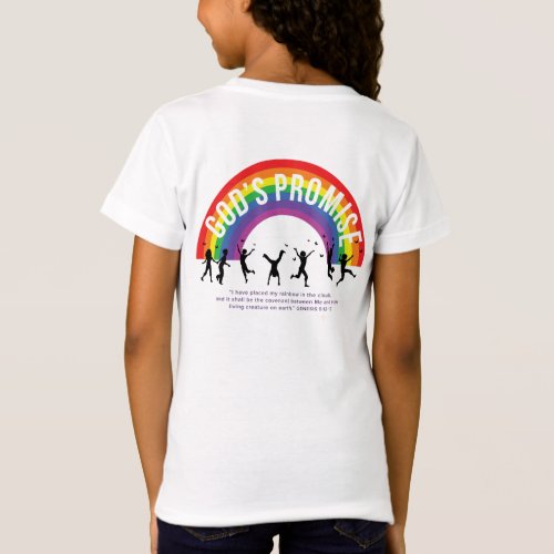 Girls White T_Shirt Promise Rainbow wlogo